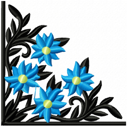 Floral Filigree Corners Embroidery Design 6